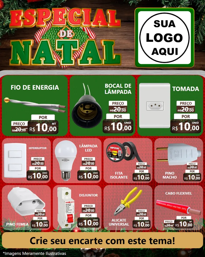 Modelo de Rede Social para Feed Instagram com o tema Especial de Natal para Materiais Elétricos