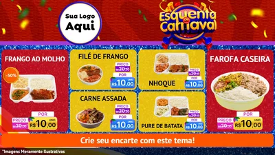 Modelo de TV para TV Horizontal com o tema Esquenta de Carnaval para Restaurante