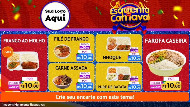Modelo de TV para TV Horizontal com o tema Esquenta de Carnaval para Restaurante