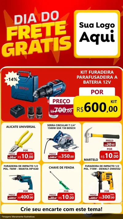 Modelo de Rede Social para Stories com o tema Dia do Frete Grátis para Maquinas e Ferramentas
