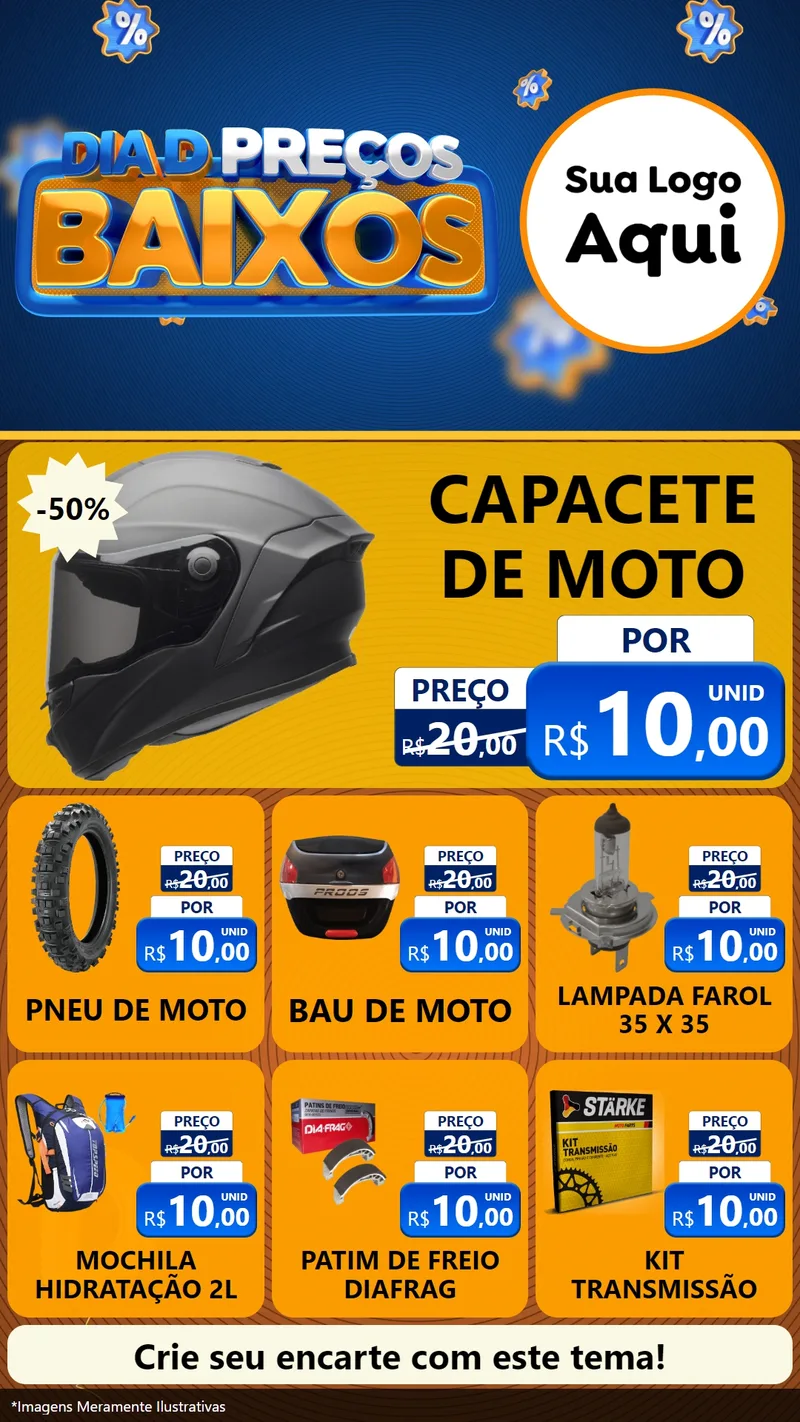Modelo de Rede Social para Stories com o tema Dia D Preço Baixo para Moto peças