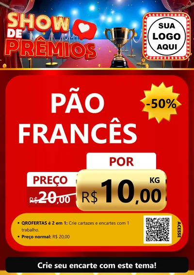 Modelo de Cartaz para Cartaz A4 Vertical com o tema Show de Prêmios para Padaria