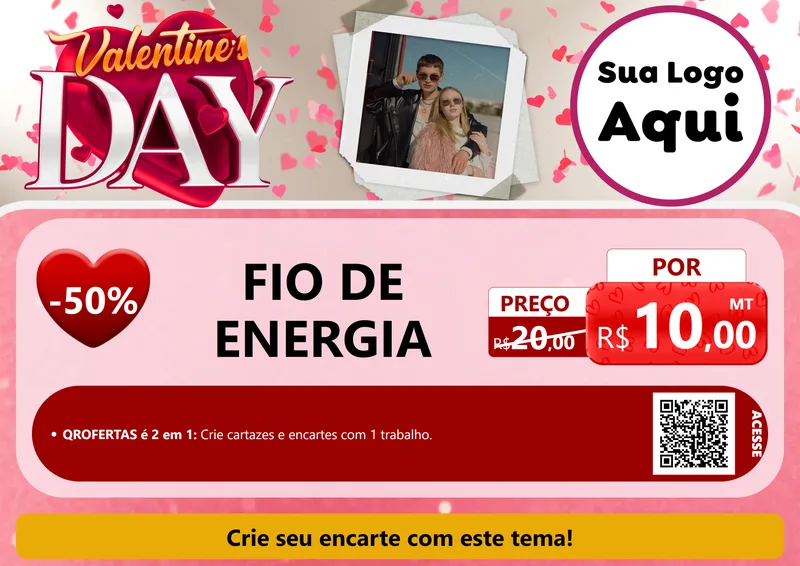 Modelo de Cartaz para Cartaz A4 Horizontal com o tema Valentine's Day para Materiais Elétricos