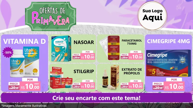 Modelo de TV para TV Horizontal com o tema Ofertas de Primavera para Farmácia