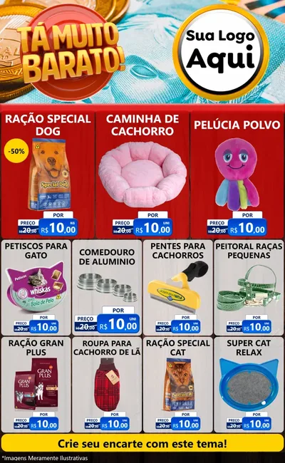 Modelo de Encarte para Encarte Grande com o tema Está Muito Barato para Pet Shop
