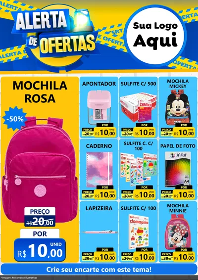 Modelo de Encarte para Encarte A4 Vertical com o tema Alerta de Ofertas para Papelaria