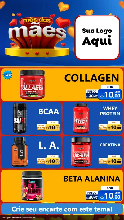 Modelo de TV para TV Vertical com o tema Mês das Mães para Suplementos alimentares