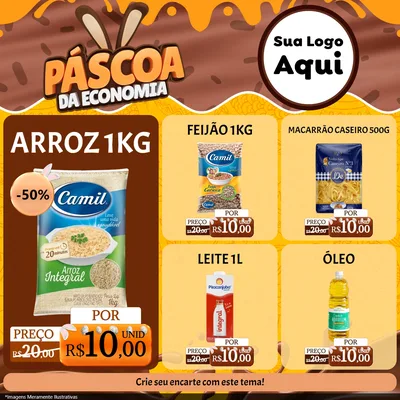 Modelo de Rede Social para Feed Facebook com o tema Páscoa da Economia para Supermercado