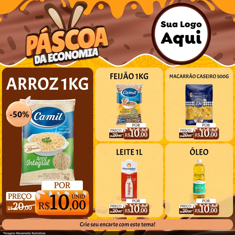 Modelo de Rede Social para Feed Facebook com o tema Páscoa da Economia para Supermercado
