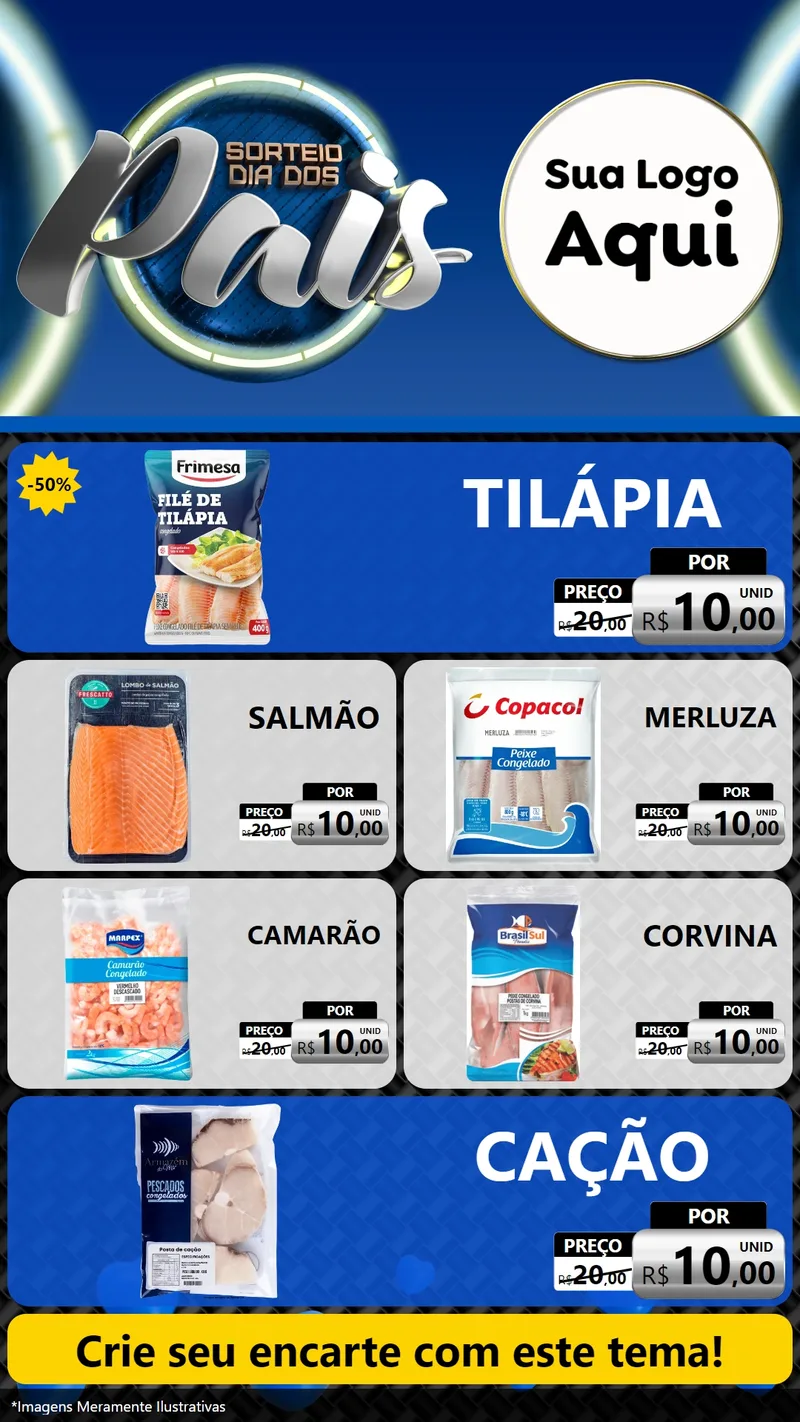 Modelo de TV para TV Vertical com o tema Sorteio Dia Dos Pais para Peixaria