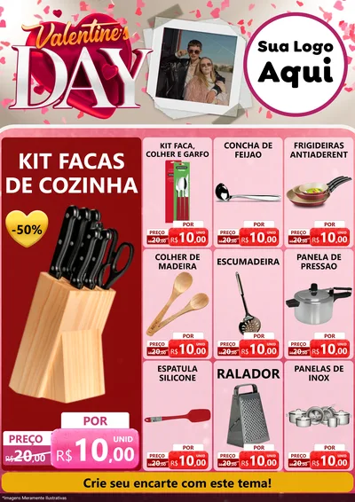 Modelo de Encarte para Encarte A4 Vertical com o tema Valentine's Day para Utilidades Domésticas