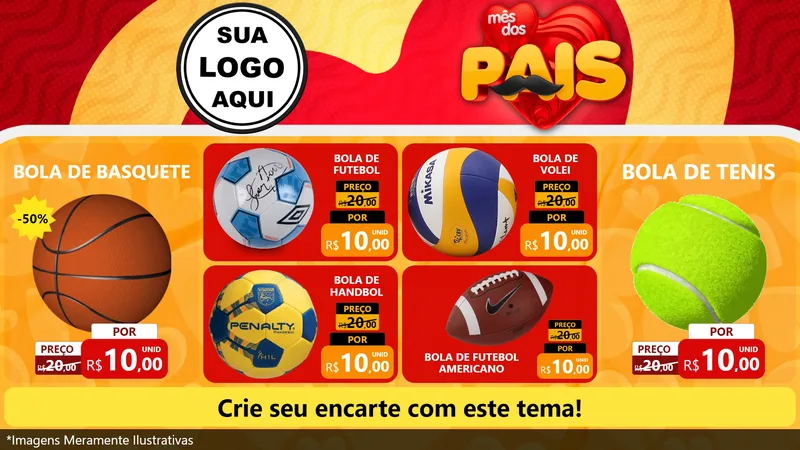 Modelo de TV para TV Horizontal com o tema Mês Dos Pais para Artigos Esportivos