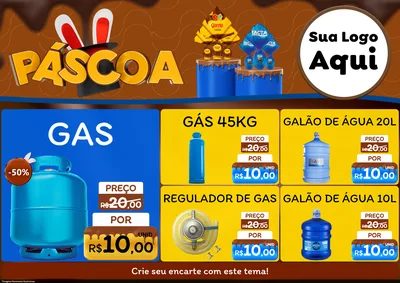 Modelo de Encarte para Encarte A4 Horizontal com o tema Páscoa para Água e gás