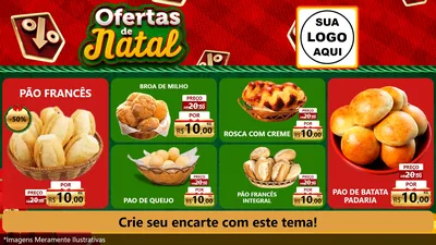 Modelo de TV para TV Horizontal com o tema Ofertas de Natal para Padaria