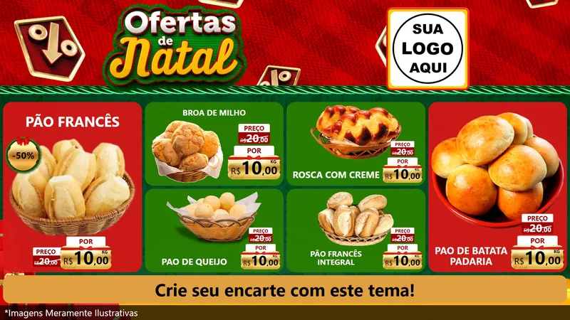 Modelo de TV para TV Horizontal com o tema Ofertas de Natal para Padaria