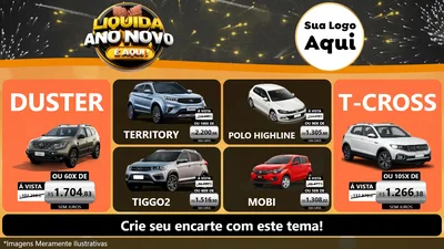 Modelo de TV para TV Horizontal com o tema Liquida Ano Novo É Aqui! para Concessionaria de Carros