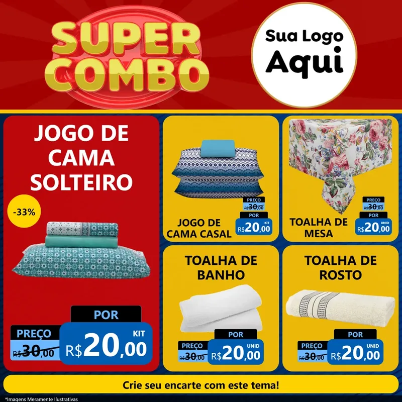 Modelo de Rede Social para Feed Facebook com o tema Super Combo para Cama, Mesa e Banho