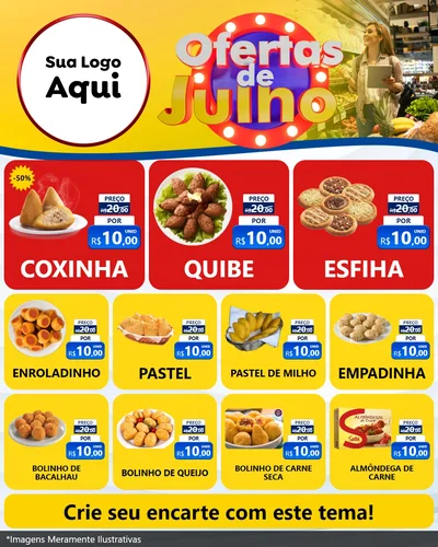Modelo de Rede Social para Feed Instagram com o tema Ofertas de Julho para Salgadaria