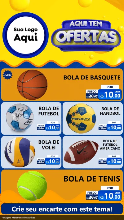 Modelo de TV para TV Vertical com o tema Aqui Tem Ofertas para Artigos Esportivos