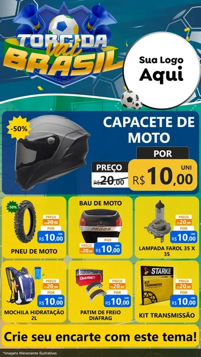 Modelo de Rede Social para Stories com o tema Torcida Vai Brasil - Copa para Moto peças