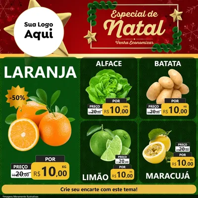 Modelo de Rede Social para Feed Facebook com o tema Especial de Natal para Hortifrúti