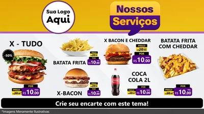 Modelo de TV para TV Horizontal com o tema Nossos Serviços para Hamburgueria