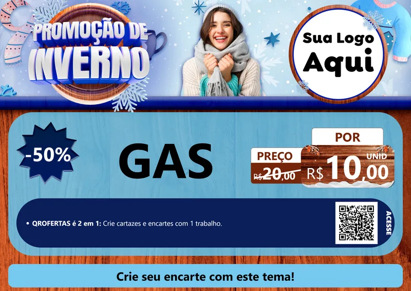 Modelo de Cartaz para Cartaz A4 Horizontal com o tema Promoção de Inverno para Água e gás