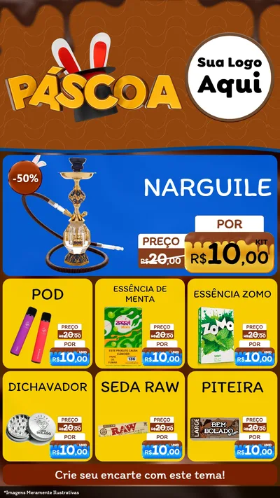 Modelo de Rede Social para Stories com o tema Páscoa para Tabacaria