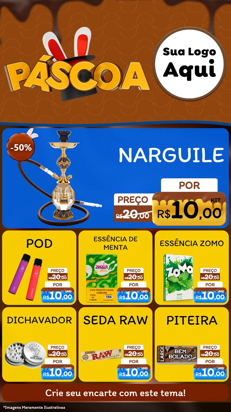 Modelo de Rede Social para Stories com o tema Páscoa para Tabacaria