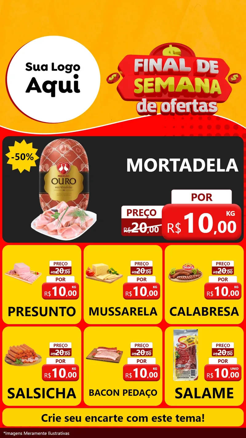 Modelo de Rede Social para Stories com o tema Final de Semana de Ofertas para Frios e Laticínios