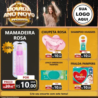Modelo de Rede Social para Feed Facebook com o tema Liquida Ano Novo Imperdível para Bebês