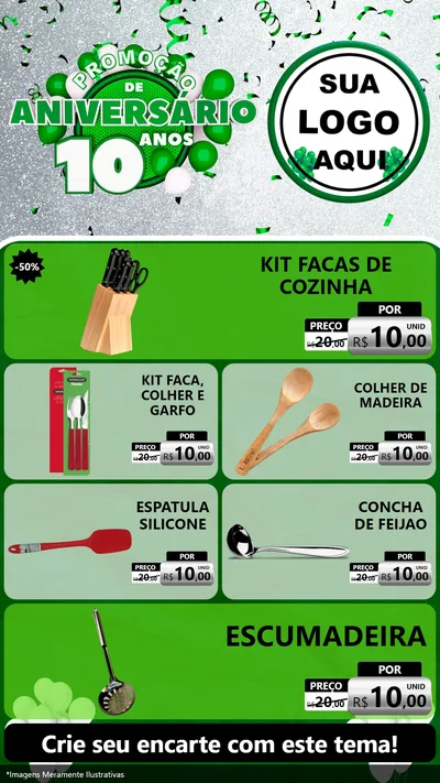 Modelo de TV para TV Vertical com o tema Promoção de Aniversário - 10 Anos para Utilidades Domésticas