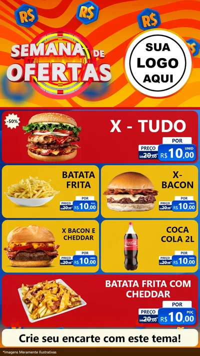 Modelo de TV para TV Vertical com o tema Semana de Ofertas para Hamburgueria