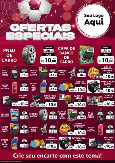 Modelo de Encarte para Encarte A4 Vertical com o tema Ofertas Especiais - Futebol para Auto peças