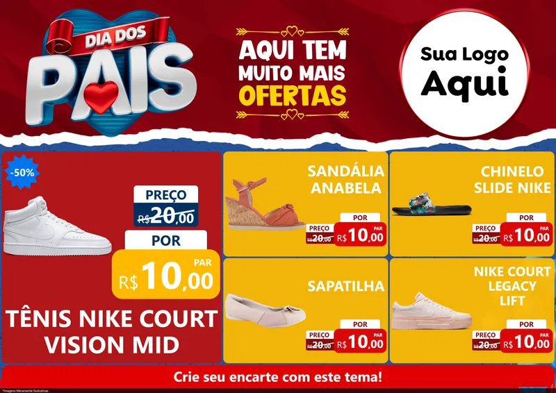 Modelo de Encarte para Encarte A4 Horizontal com o tema Dia dos Pais para Calçados