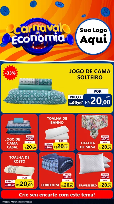 Modelo de Rede Social para Stories com o tema Carnaval da Economia para Cama, Mesa e Banho