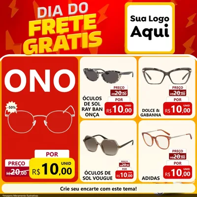 Modelo de Rede Social para Feed Facebook com o tema Dia do Frete Grátis para Óticas