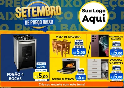 Modelo de Encarte para Encarte A4 Horizontal com o tema Setembro De Preço Baixo para Móveis e Eletro
