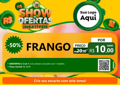 Modelo de Cartaz para Cartaz A4 Horizontal com o tema Show de Ofertas Imbatíveis para Assados