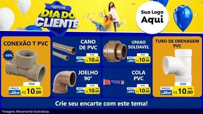Modelo de TV para TV Horizontal com o tema Especial Dia do Cliente para Tubos e conexões