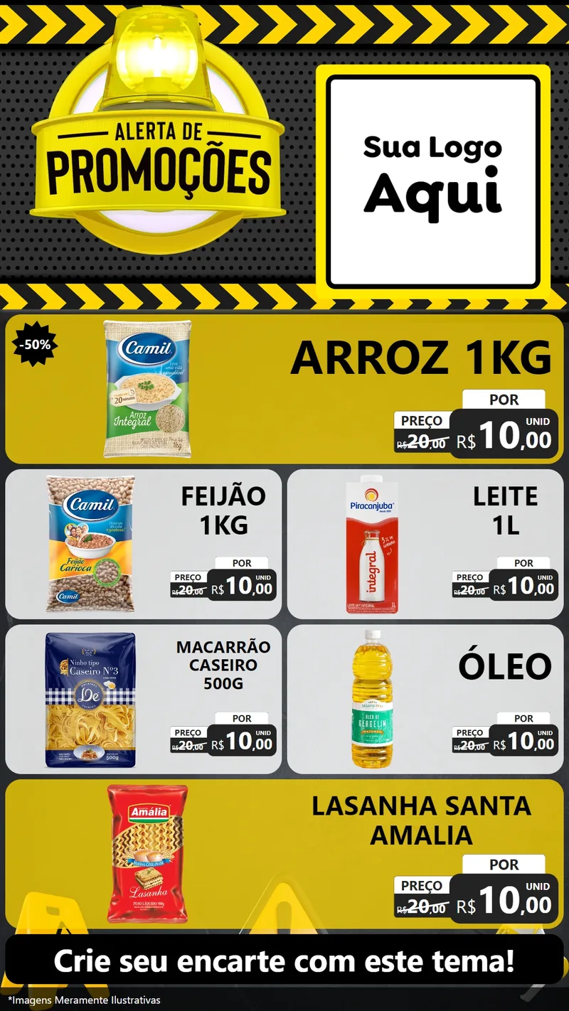 Modelo de TV para TV Vertical com o tema Alerta de Promoções para Supermercado