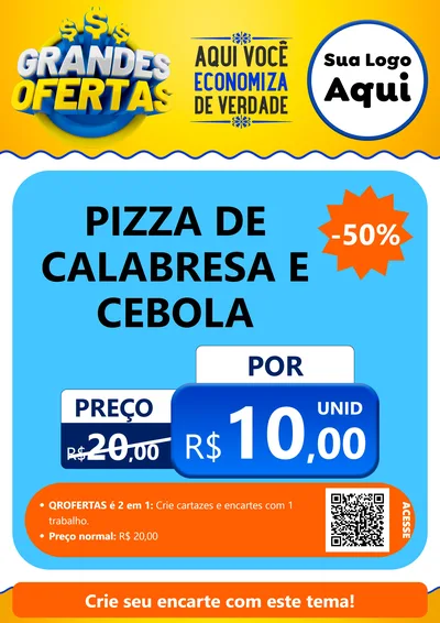Modelo de Cartaz para Cartaz A4 Vertical com o tema Grandes Ofertas para Pizzaria