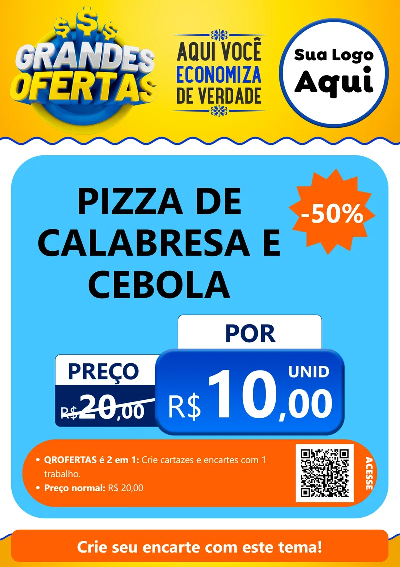 Modelo de Cartaz para Cartaz A4 Vertical com o tema Grandes Ofertas para Pizzaria