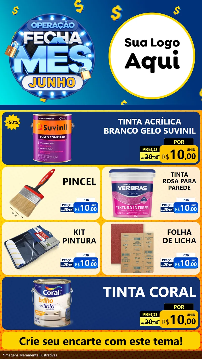 Modelo de TV para TV Vertical com o tema Operação Fecha Mês, Junho para Tintas e Ferramentas