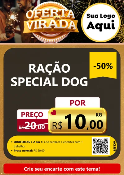 Modelo de Cartaz para Cartaz A4 Vertical com o tema Oferta da Virada para Pet Shop
