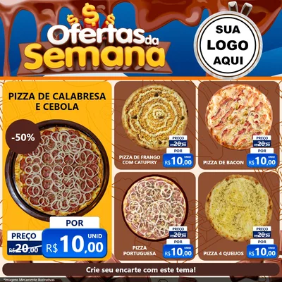 Modelo de Rede Social para Feed Facebook com o tema Ofertas da Semana - Páscoa para Pizzaria