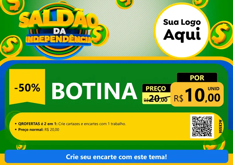 Modelo de Cartaz para Cartaz A4 Horizontal com o tema Saldão da Indepêndencia para Agropecuária
