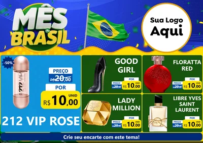 Modelo de Encarte para Encarte A4 Horizontal com o tema Mês do Brasil para Perfumes