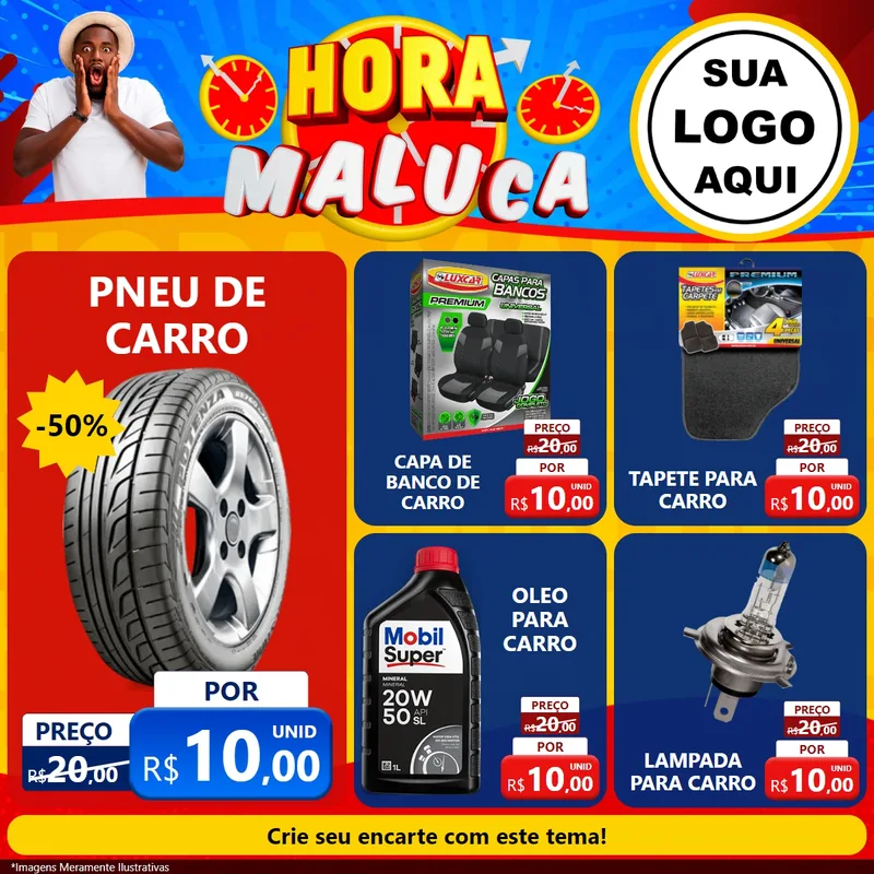 Modelo de Rede Social para Feed Facebook com o tema Hora Maluca para Auto peças