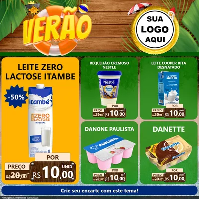 Modelo de Rede Social para Feed Facebook com o tema Verão para Frios e Laticínios